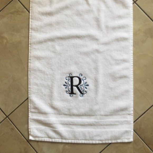 Two Monogram embroidered hand towels - Custom initials towels  PICK YOUR LETTERS - Picture 4 of 6
